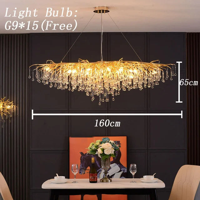 DecorBites™ Crystal LED Chandelier: Modern Light Luxury Water Drop Design for Home Decor