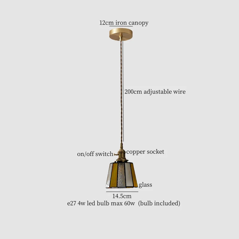 Copper LED Pendant Lamp Vintage 3-Head Bar Style