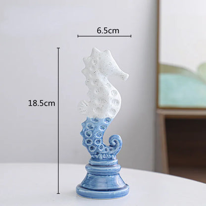 DecorBites™ Cartoon Seahorse Ceramic Statue for Home Decoration