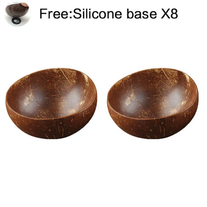 DecorBites™ Coconut Bowl Set with Wooden Spoon: Natural Handmade Tableware for Desserts, Fruits, Salads