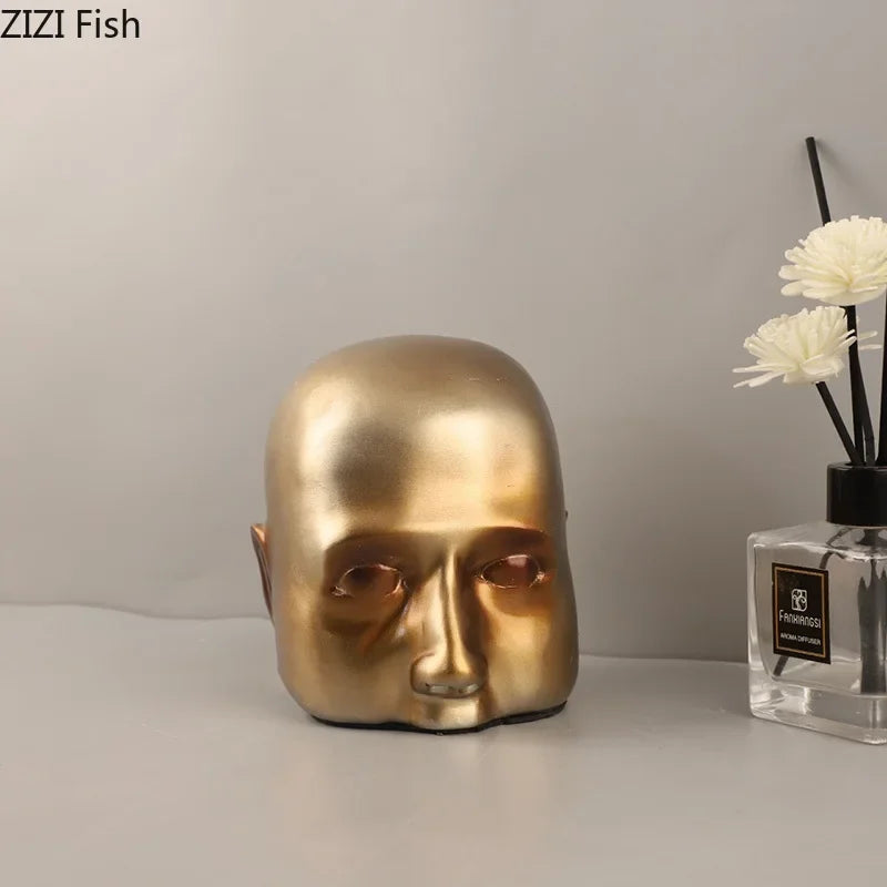 DecorBites™ Abstract Resin Sculpture Ornament | Modern Golden Character Desk Decoration