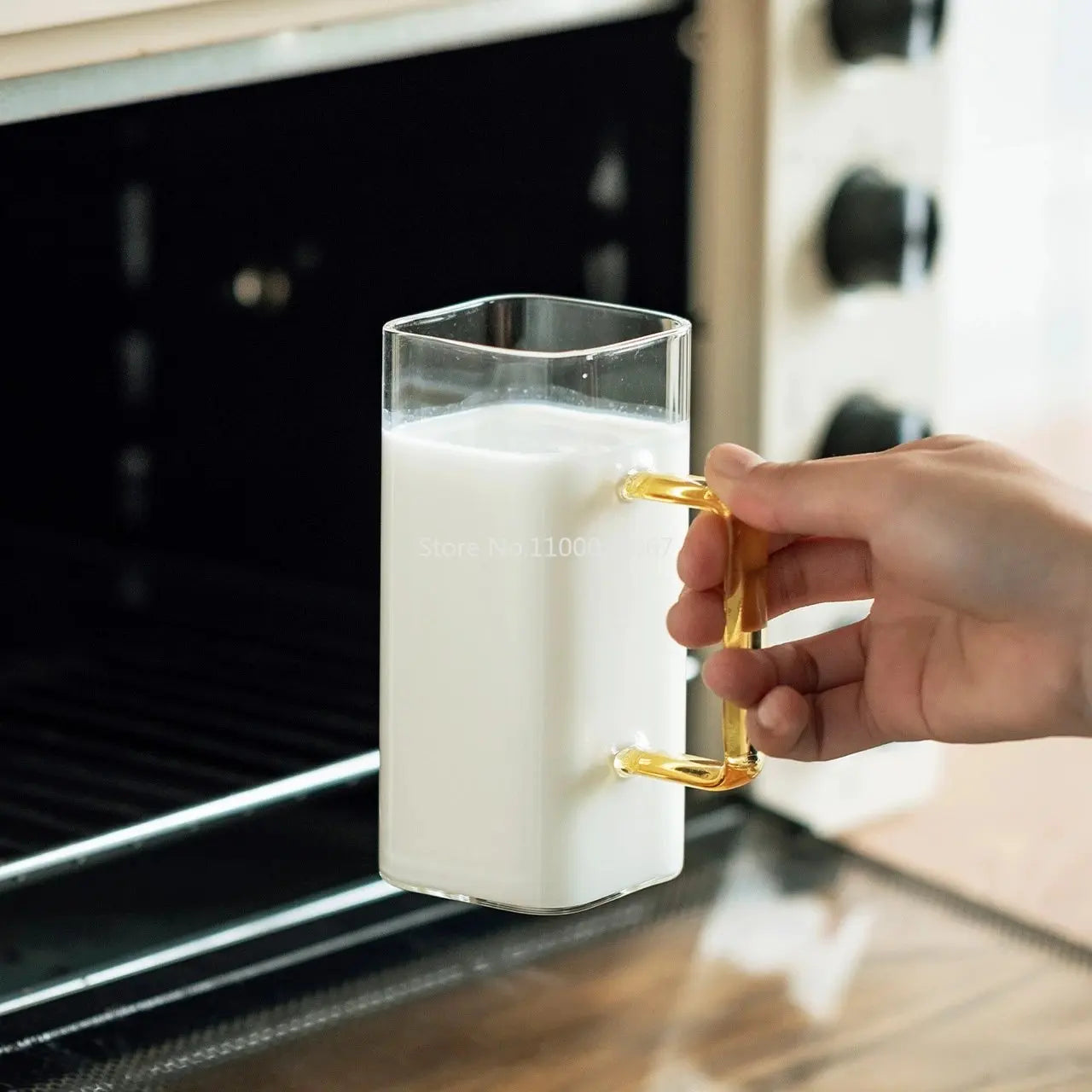 كوب زجاجي مربع من ديكوربايتس™ سعة 400 مل، آمن للاستخدام في الميكروويف، شفاف، كوب قهوة وبيرة للحفلات