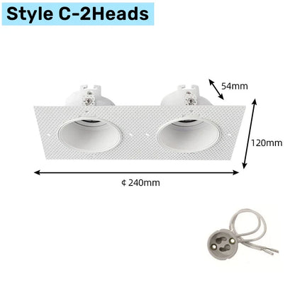 DecorBites™ Double Head Square LED Downlight Mounting Frame for GU10/MR16 Spotlights