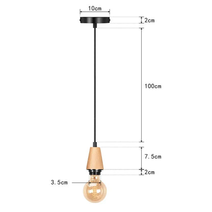 Black Wood Industrial Pendant Light