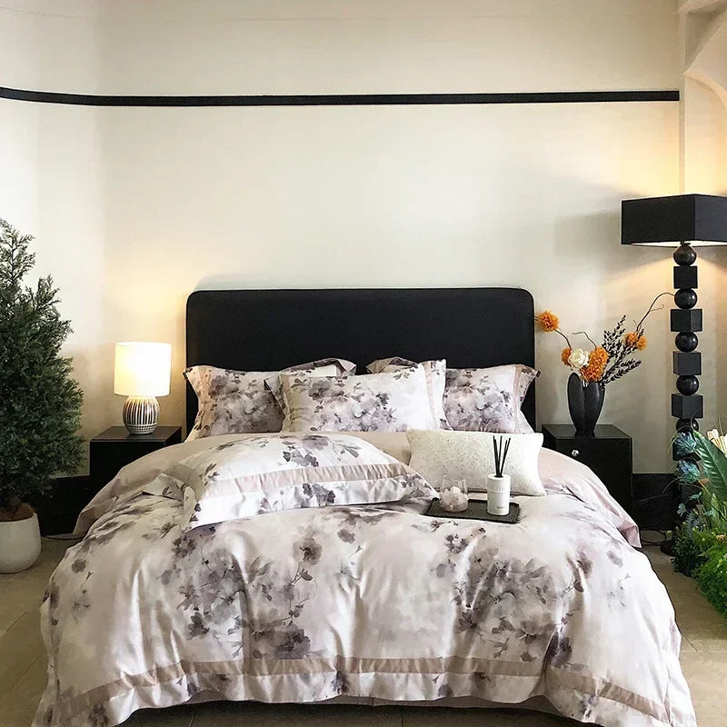 DecorBites™ Egyptian Cotton Bedding Set: King Queen Europe Sheet Duvet Cover Pillowcase