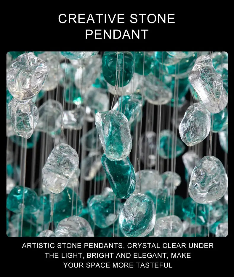 DecorBites™ Green Crystal Stone Chandelier for Modern Spaces