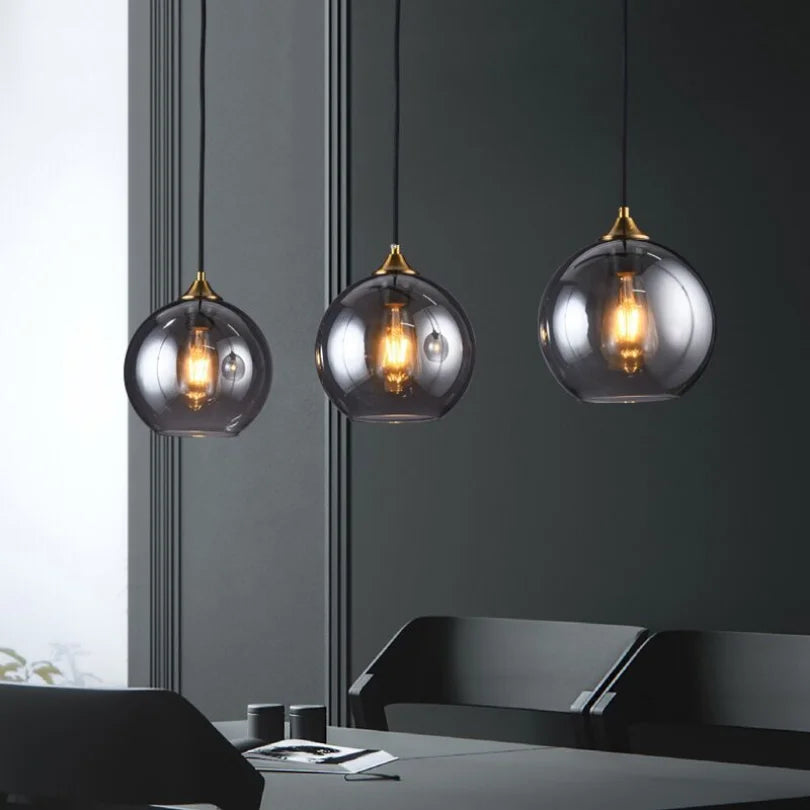 DecorBites™ Glass Ball Pendant Lights: Modern Kitchen Dining Room Ceiling Lamp