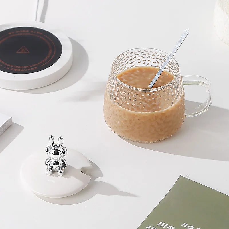 Vaso de agua de vidrio borosilicato DecorBites™ con asa - Vaso aislante térmico para té de limón y zumo