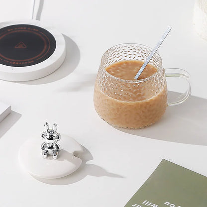 Vaso de agua de vidrio borosilicato DecorBites™ con asa - Vaso aislante térmico para té de limón y zumo