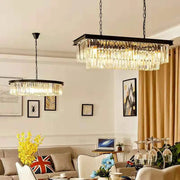 Decorbites™ Gold Schwarz Metall LED Kronleuchter mit K9-Kristall – Retro Quadratisches Ketten-Pendant-Licht