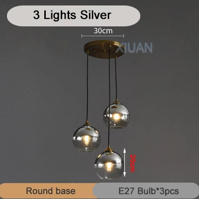 DecorBites™ Industrial Glass Pendant Light for Dining Table, Kitchen, Bar, Office - E27