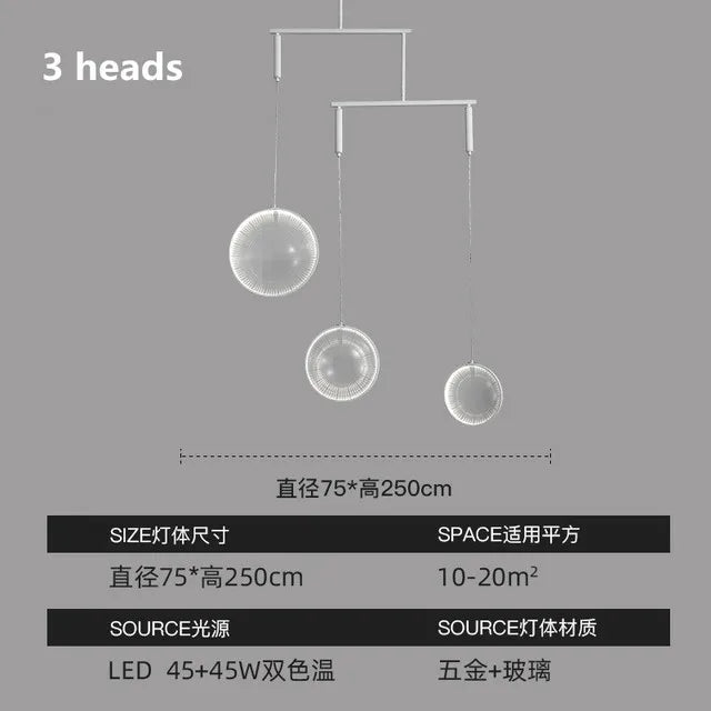 DecorBites™ LED Glass Pendant Light: Stylish Round Fixture for Hall, Living Room, Restaurant