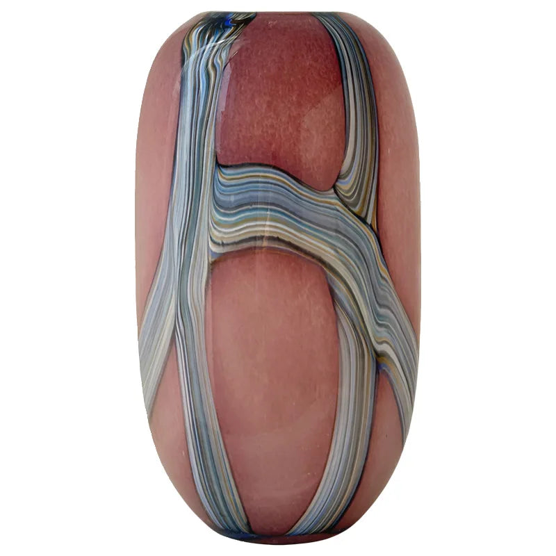 Jarrón de vidrio con diseño geométrico irregular y grafiti DecorBites™ para arreglos florales y decoración del hogar