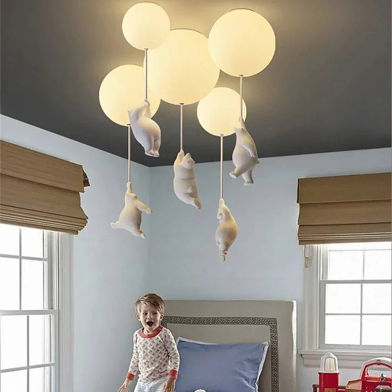 DecorBites™ Kids Bear LED Ceiling Light - Designer Bedroom Pendant Lamp