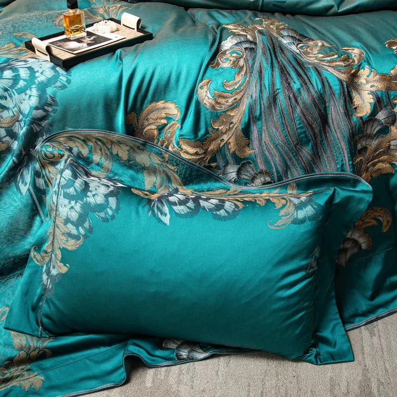 طقم مفروشات ديكوربايتس™ 1200TC جاكار: بياضات سرير مقاس كوين كينج، غطاء لحاف، ملاءة، غطاء وسادة