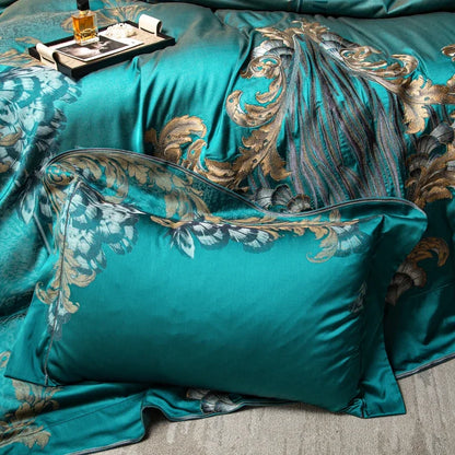 طقم مفروشات ديكوربايتس™ 1200TC جاكار: بياضات سرير مقاس كوين كينج، غطاء لحاف، ملاءة، غطاء وسادة