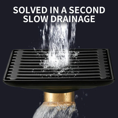 DecorBites™ Brass Square Shower Floor Drain with Hair Strainer - Bathroom Shower Accessory