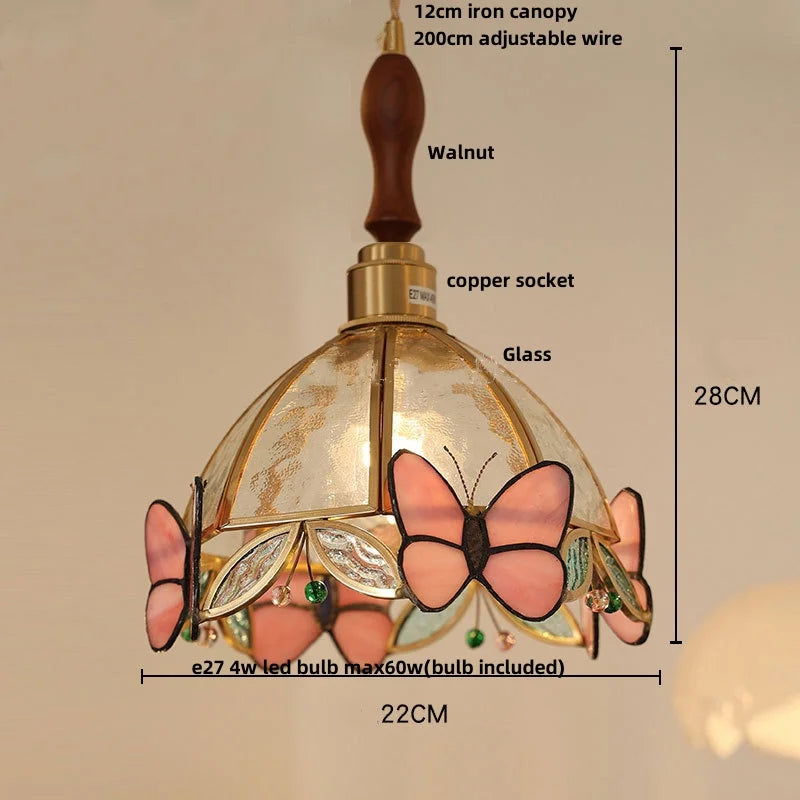 DecorBites™ LED Pendant Light: Japan Style White Glass, Copper Socket, Walnut Wood Lamp