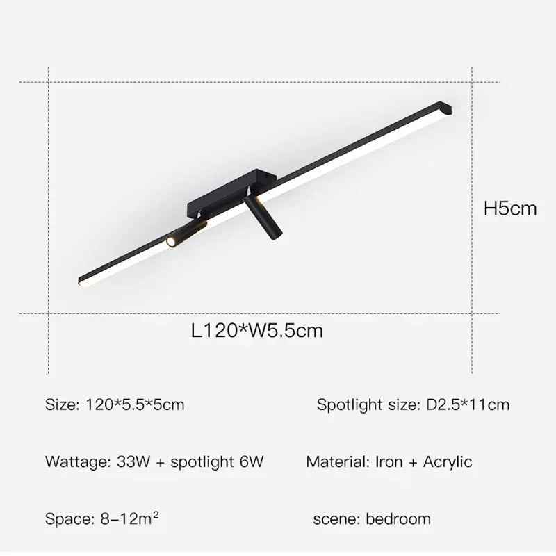 ثريات DecorBites™‎ LED ذات الشريط الأكريليكي الأسود لغرفة المعيشة الداخلية وغرفة الطعام