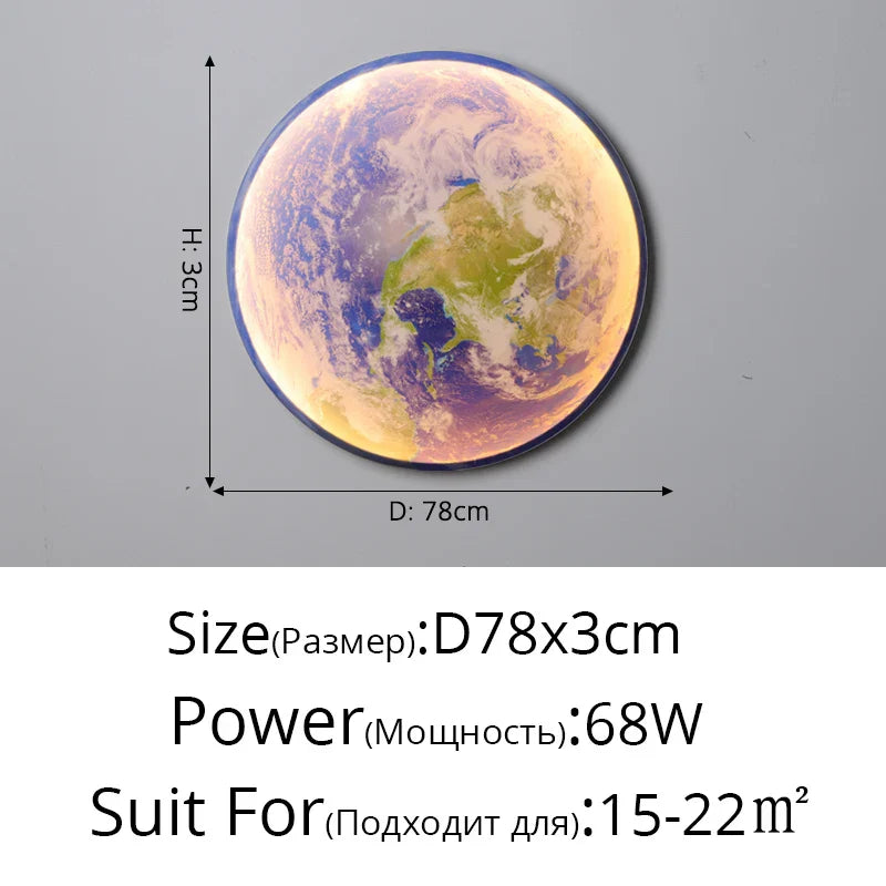 Lámpara de pared LED DecorBites™ Creative Moon Earth para espacios de vida modernos