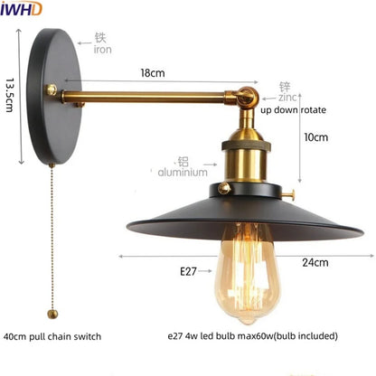 DecorBites™ Gold Industrial LED Wall Lamp for Loft Stair, Coffee Bar, Bedroom