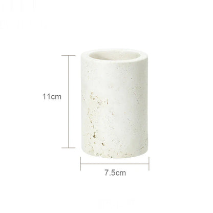 DecorBites™ Beige Travertine Marble Bathroom Set - Soap Dispenser Toothbrush Holder Tissue Box