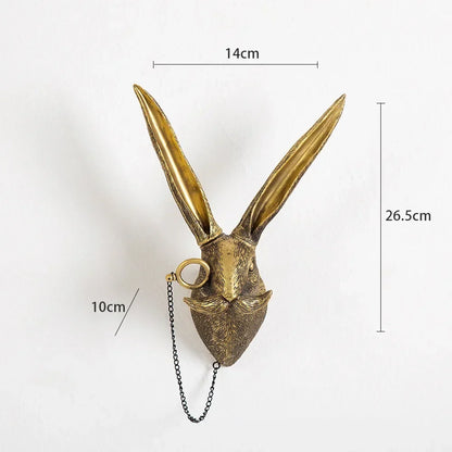 DecorBites™ Golden Deer Head Wall Hook: Antique Bronze Resin Animal Pendant for Stylish Wall Decor