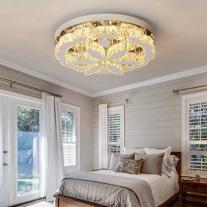 DecorBites™ Crystal Ceiling Chandelier: Modern LED Light with RC Dimming for Luxe Home Decor