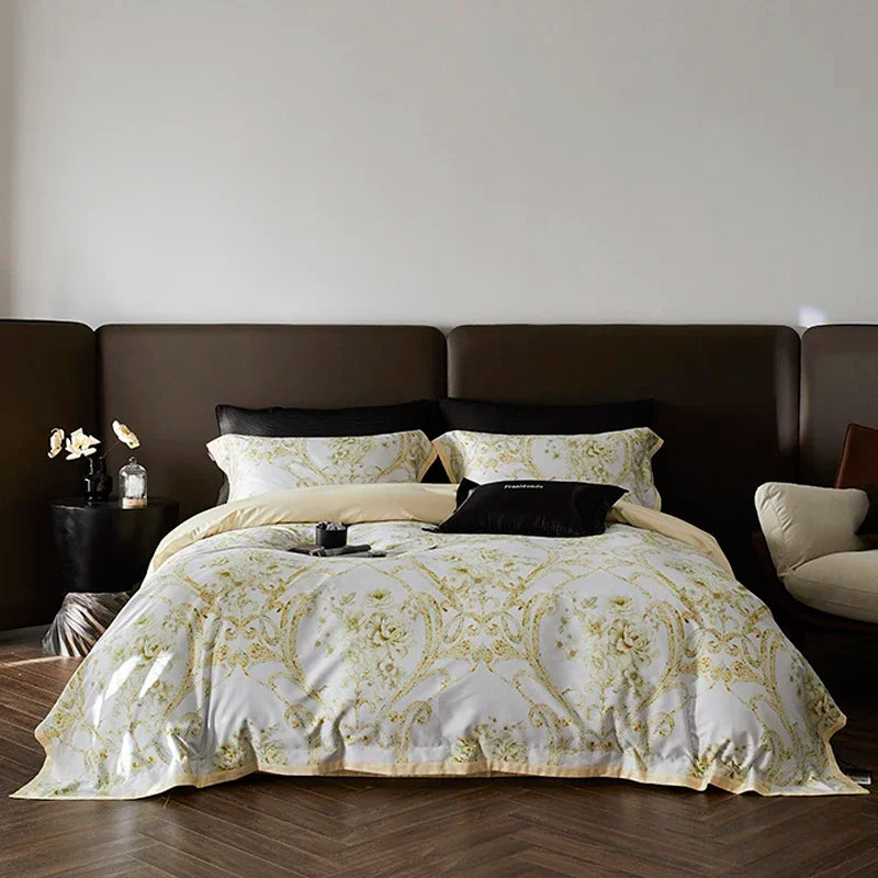 Juego de Ropa de Cama Decorbites™ Luxe 100s de Algodón Egipcio: Sábana, Manta, Cubrecama, Funda de Almohada
