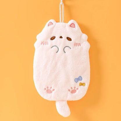 DecorBites™ Cartoon Cat Kitchen Cleaning Towel: Absorbent Microfiber with Hanging Loop
