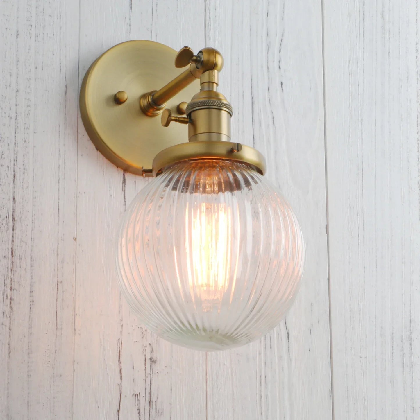 DecorBites™ Industrial Ribbed Glass Wall Sconces for Kitchen Living Room Bedroom
