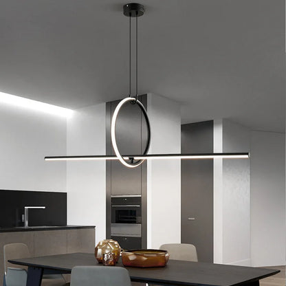 DecorBites™ Black LED Ceiling Chandelier with Remote Control for Modern Minimalist Home Decor