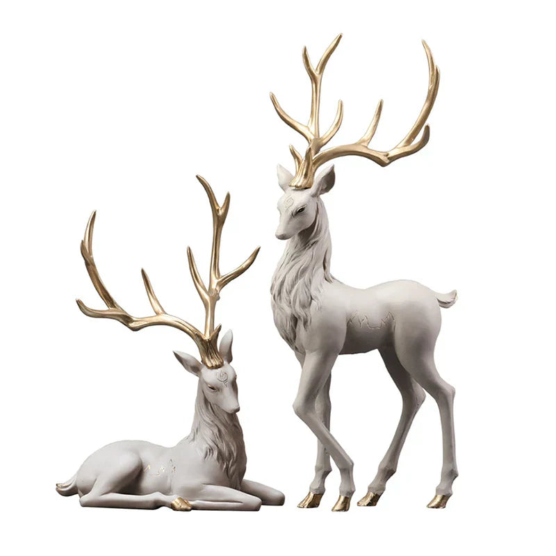 DecorBites™ Deer Sculpture: High-End Resin Elk Figurine for Luxury Home Decor