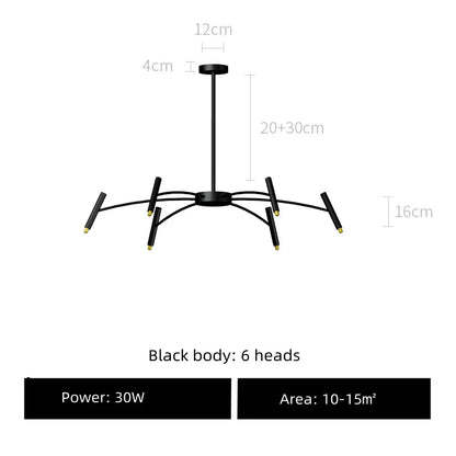 DecorBites™ Black Sputnik Chandelier: Nordic Design, Adjustable Lighting for Home Décor