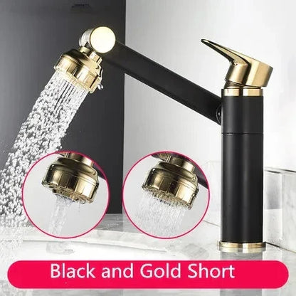 DecorBites™ Gold Multifunction Bathroom Sink Faucet Hot Cold Water Mixer Deck Mounted