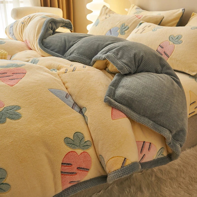 DecorBites™ Dual-Layer Winter Velvet Duvet Cover - Soft & Warm Double-Sided Quilt Blanket