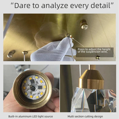 DecorBites™ Diamond Crystal Ball Chandelier LED Hanging Lamp Gold Fixture