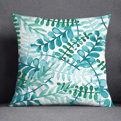 DecorBites™ Green Leaves Flower Pillowcase Set | Modern Winter Short Plush 45x45cm Cozy Covers