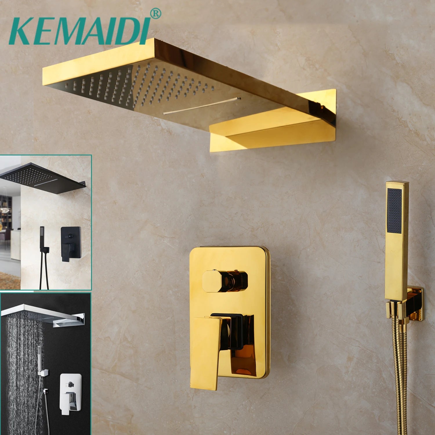 Gold Black Shower System