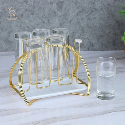 DecorBites™ Glass Cup Spin Rack Mug Holder Stand Kitchen Organizer Tray