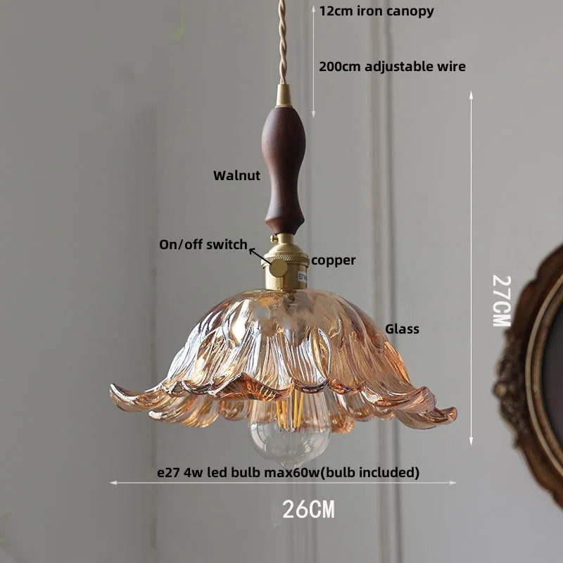 Green Glass Pendant Light Nordic Iron Frame