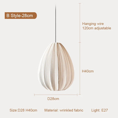 DecorBites™ Japanese Wabi-Sabi Pleated Fabric Pendant Lights for Dining Room & Bedroom