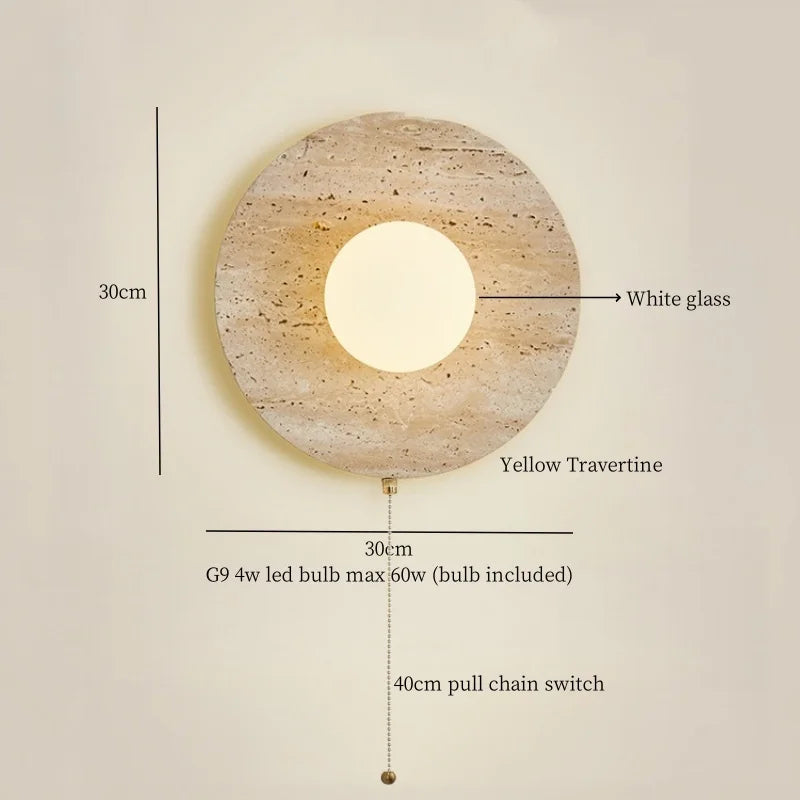 ديكوربايتس™ مصابيح حائط LED من الترافرتين الأسود لتزيين المنزل العصري ومصابيح بجانب السرير