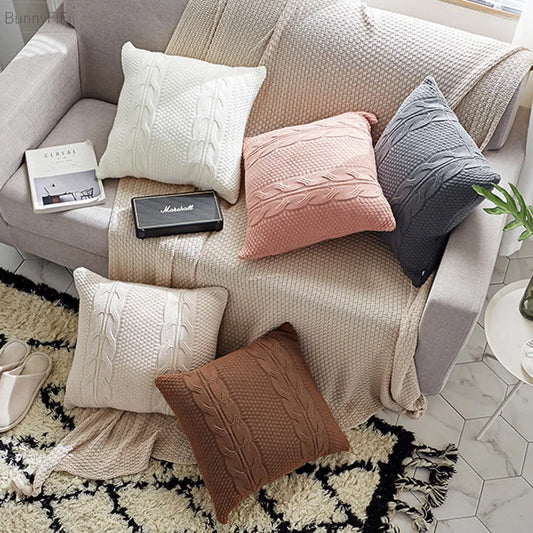 DecorBites™ Cable Knit Double Cushion Cover in 5 Soft Vintage Colors