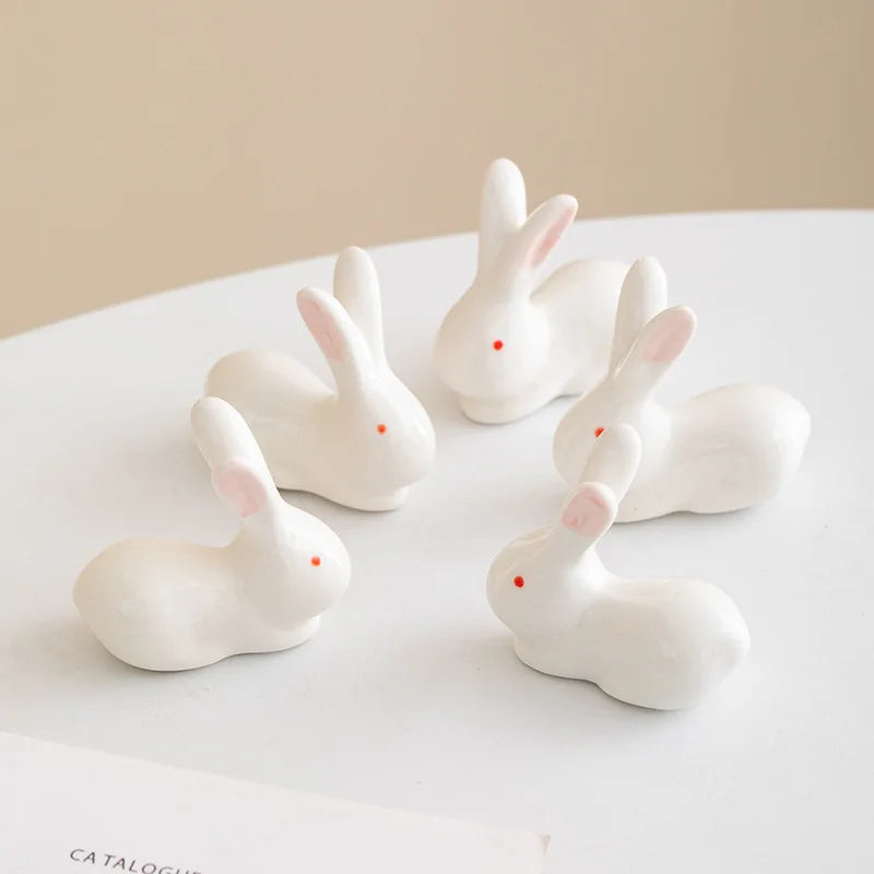 DecorBites™ Duck Chopstick Holder Tray White Rabbit Porcelain Plate Home Decor