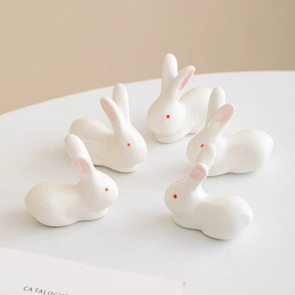 DecorBites™ Duck Chopstick Holder Tray White Rabbit Porcelain Plate Home Decor