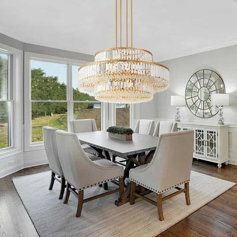 DecorBites™ Gold Crystal LED Multi-layer Pendant Lights for Living Room Bedroom Decoration