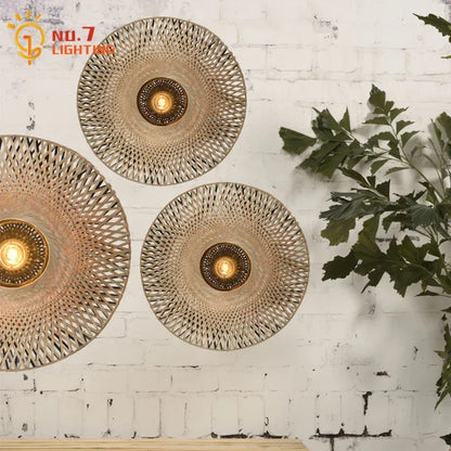 ديكوربايتس™ مصباح حائط منسوج من الخيزران LED E27 ديكور فني زين للدراسة والشاي وغرفة المعيشة