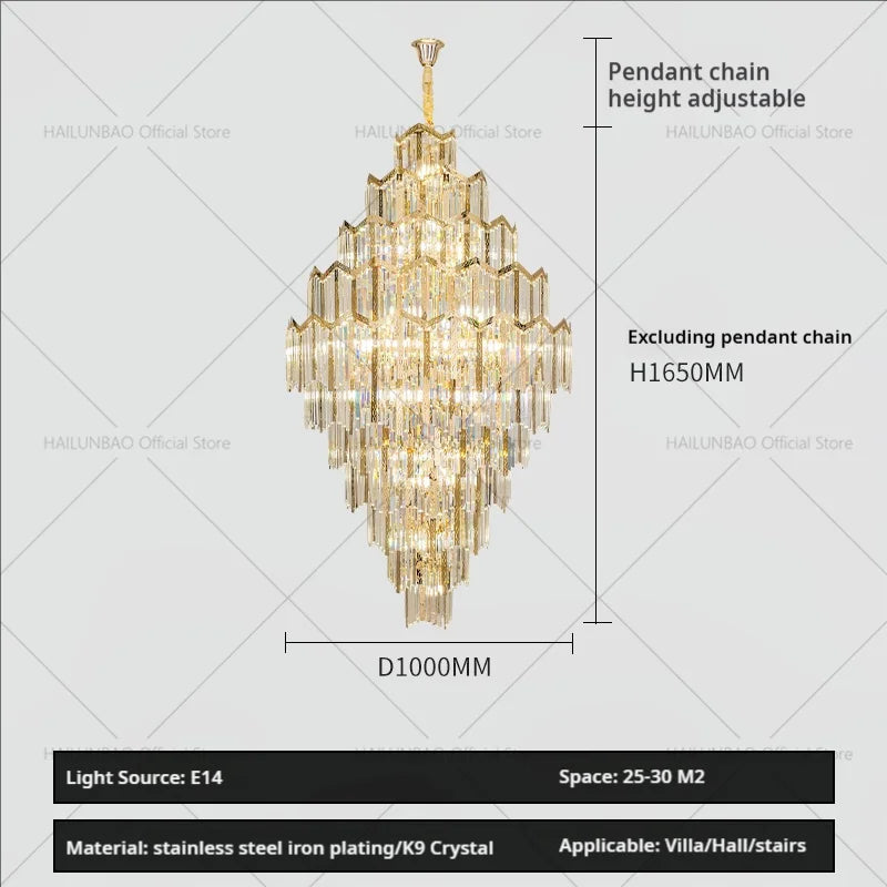 DecorBites™ Crystal Chandelier: Modern Simple Luxury for Duplex Villa & Loft