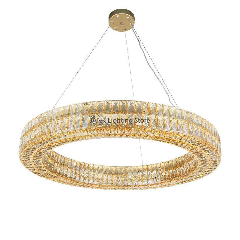 DecorBites™ K9 Crystal Ring Pendant Light: Deluxe LED Interior Decoration for Living Room, Bedroom & Restaurant